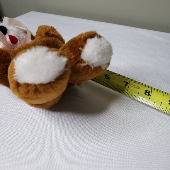 CUTE Vintage Christmas Brown Teddy Bear Plush Tree Ornament Stuffed Animal 6" - Picture 7 of 10